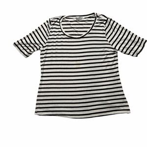 Green Envelope Black and White Striped Tee